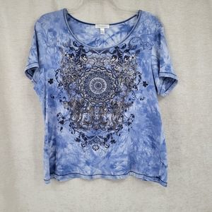 Comfy DRESSBARN 2X Blue Tie dye Tee